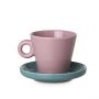 Estia Φλιτζάνι Espresso Με Πιατάκι Echo New Bone 100 ml I Ροζ/Τιρκουάζ