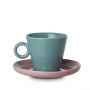 Estia Φλιτζάνι Cappuccino Με Πιατάκι Cream New Bone 200 ml I Τιρκουάζ/Ροζ