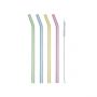 Estia Καλαμάκια Γυάλινα Πολύχρωμα Σετ 4 Τμχ Με Βουρτσάκι