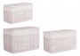 Bizzotto Homely Καλάθια Μπαμπού/Ρατάν Λευκά Σετ 3 Τμχ 66x41x43