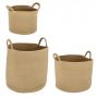 Bizzotto Candor Καλάθια Υφασμάτινα Natural Σετ 3 Τμχ Ø40x39