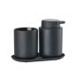 Zone Denmark Σετ Μπάνιου 3 Τμχ Stoneware/Abs 18x9,5x13,5 Εκ. - Ume Black