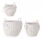 Bizzotto Alesha Καλάθια Ξύλινα Λευκά Σετ 3 Τμχ Ø38,5x30