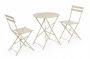 Bizzotto Austin Σετ Τραπέζι Bistrot Με 2 Καρέκλες Μεταλλικό Κρεμ Ø60x71