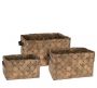 Zaros Καλάθια Ξύλινα Καφέ Σετ 3 Τμχ 39x10x39 Εκ. HE393
