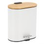 MRSHome Χαρτοδοχείο Οβάλ 5 Lt Soft Close Μεταλλικό Με Μπαμπού Καπάκι I Λευκό