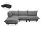 Fatboy Paletti - Γωνιακός Καναπές Με Πουφ Από Ύφασμα Olefin 280x190x90 I Rock Grey 