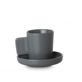 Estia Φλιτζάνι Espresso Με Πιατάκι Fine Grind New Bone 90 ml I Γκρι