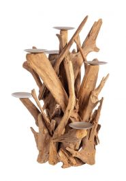 Bizzotto Izara Κηροπήγιο 7 Θέσεων Ξύλινο Teak Ø40x70