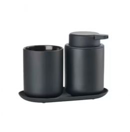 Zone Denmark Σετ Μπάνιου 3 Τμχ Stoneware/Abs 18x9,5x13,5 Εκ. - Ume Black