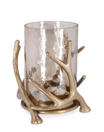 Bizzotto Sagar Κηροπήγιο Γυάλινο/Αλουμινίου Χρυσό Ø24x22 Εκ.