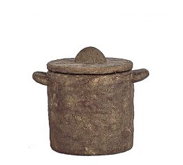 Zaros Διακοσμητικό Δοχείο Τσιμεντένιο Αντικέ Καφέ 13 Εκ. CT483