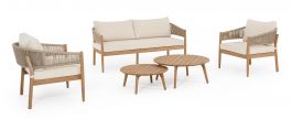 Bizzotto Thiago Σετ Σαλόνι Εξωτερικού Χώρου 5 Τμχ Natural 160x76x84