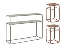 Bizzotto Clarity Κονσόλα Με Βοηθητικά Τραπέζια Πράσινη/Κεραμιδί Σετ 3 Τμχ 105x32x77