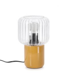 Bizzotto Myndi Επιτραπέζιο Φωτιστικό Γυάλινο/Κεραμικό Ώχρα Ø14x23