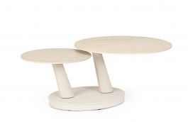 Bizzotto Joel Επεκτεινόμενο Τραπέζι Σαλονιού Μεταλλικό/Κεραμικό Ιβουάρ Ø80-126,5x45