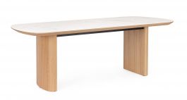 Bizzotto Gavriel Τραπέζι Φαγητού Mdf/Κεραμικό Λευκό/Natural 210x100x75 Εκ.