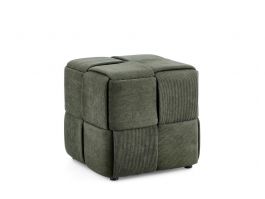 Bizzotto Orlyn Πουφ Υφασμάτινο Κοτλέ Κυπαρισσί 39,5x39,5x40