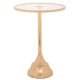 Iliadis Βοηθητικό Τραπέζι Γυάλινο/Μεταλλικό Χρυσό Φ35x47 Εκ. 