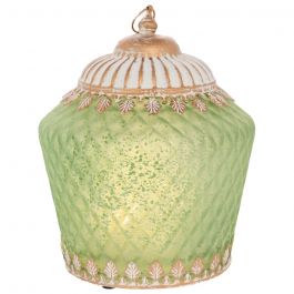 Iliadis Φανάρι Με Led Φως Γυάλινο Πράσινο Φ15x19 Εκ.