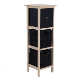 MRSHome Συρταριέρα Mdf Natural/Μαύρη 25x25x77 Εκ.