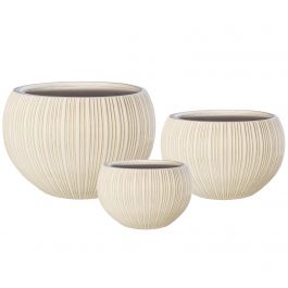 Supergreens Γλάστρα Πήλινη Στρογγυλή "Antica" Anti-Beige M 36x36x28,5 Εκ.