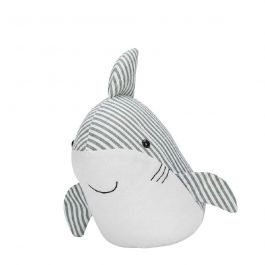 Trends Στοπ Πόρτας ''Καρχαρίας'' Υφασμάτινο Γκρι/Λευκό 15x13x21 Κωδικός: DWIA1006