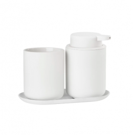 Zone Denmark Σετ Μπάνιου 3 Τμχ Stoneware/Abs 18x9,5x13,5 Εκ. - Ume White