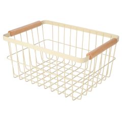Estia Καλάθι Οργάνωσης Allure Μεταλλικό Με Ξύλινες Λαβές 33x22x15 - Ivory