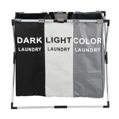 Estia Καλάθι Απλύτων Πτυσσόμενο 3 Θέσεων Μαύρο/Γκρι/Λευκό