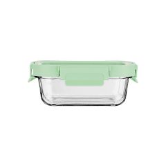 Estia Φαγητοδοχείο Click&Seal Γυάλινο 370 ml 16,3x12,3x6,2 Εκ. Με Καπάκι Mint