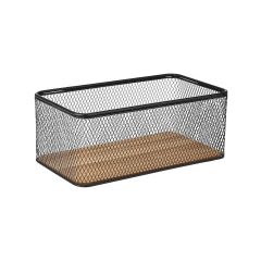 Estia Καλάθι Οργάνωσης Wired Ξύλινο/Μεταλλικό Μαύρο 30,5x16,5x12,5 Εκ.