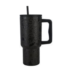 Estia Θερμός Straw Tumbler Xl Save The Aegean 900 ml Noir Echo