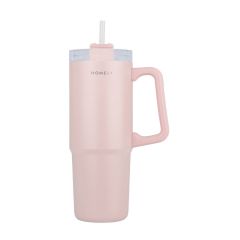 Homely Θερμός Straw Tumbler 900 ml Rose Quartz