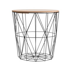 Estia Βοηθητικό Τραπέζι Homely Με Αποθηκευτικό Χώρο Μαύρο Ø40x40 Εκ.