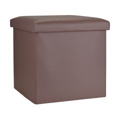 Estia Σκαμπώ Cube Pu Με Αποθηκευτικό Χώρο 38x38 Εκ. - Καφέ