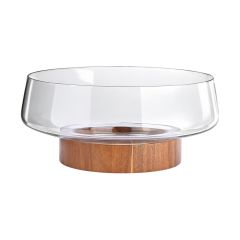 Estia Σαλατιέρα Allure Γυάλινη Με Ξύλινη Βάση 26 Εκ.