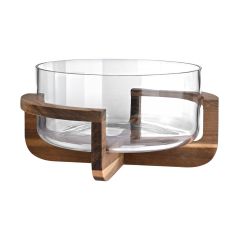 Estia Σαλατιέρα Allure Γυάλινη Με Ξύλινη Βάση 30 Εκ.