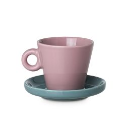 Estia Φλιτζάνι Espresso Με Πιατάκι Echo New Bone 100 ml I Ροζ/Τιρκουάζ