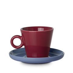 Estia Φλιτζάνι Cappuccino Με Πιατάκι Cream New Bone 200 ml I Κόκκινο/Μπλε