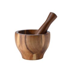 Estia Γουδί Με Γουδοχέρι Allure Ξύλινο Καφέ Φ14x10 Εκ.