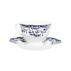 Estia Φλιτζάνι Cappuccino Με Πιατάκι Reverie Λευκό/Μπλε 220 ml