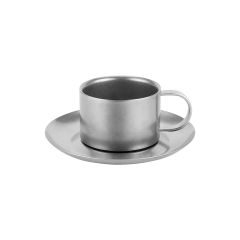 Estia Φλιτζάνι Espresso Με Πιατάκι Ανοξείδωτο Tazzina Ασημί 80ml