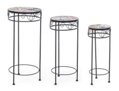 Bizzotto Paloma Βοηθητικά Τραπέζια Εξωτερικού Χώρου Μαύρα/Πολύχρωμα Σετ 3 Τμχ Ø30x68