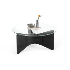 Umbra Τραπέζι Σαλονιού Γυάλινο/Ξύλινο Μαύρο Madera Ø84x38