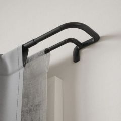 Umbra Διπλό Επεκτεινόμενο Κουρτινόξυλο Μεταλλικό Μαύρο Ματ Twilight Double Φ1,9 168-365 εκ.