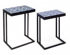 Bizzotto Zakira Βοηθητικό Τραπέζι Μεταλλικό Μαύρο Σετ 2 Τμχ 45,5x33x62,5