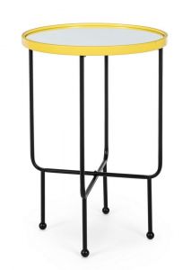 Bizzotto Painter Βοηθητικό Τραπέζι Γυάλινο/Μεταλλικό Κίτρινο Ø45x66,5