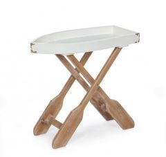 Bizzotto Gozzo Βοηθητικό Τραπέζι Ξύλινο Λευκό/Καφέ 60x30x56