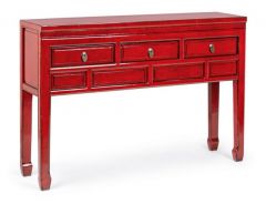 Bizzotto Jinan Κονσόλα Ξύλινη Αντικέ Κόκκινη 128x30x88